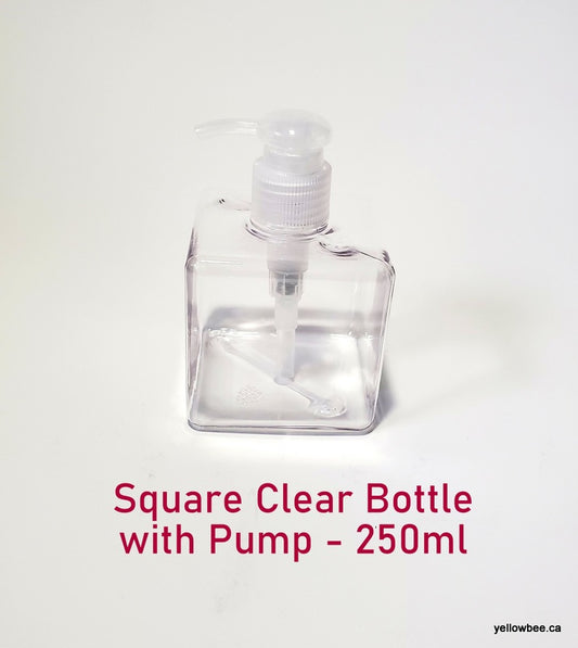 Square Bottle with Dispensing Pump - Clear - 250ml