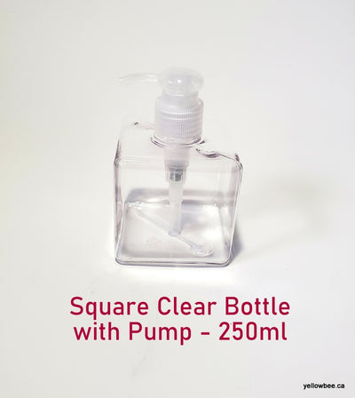 Square Bottle with Dispensing Pump - Clear - 250ml