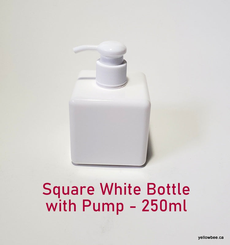 Square Bottle with Dispensing Pump - White - 250ml