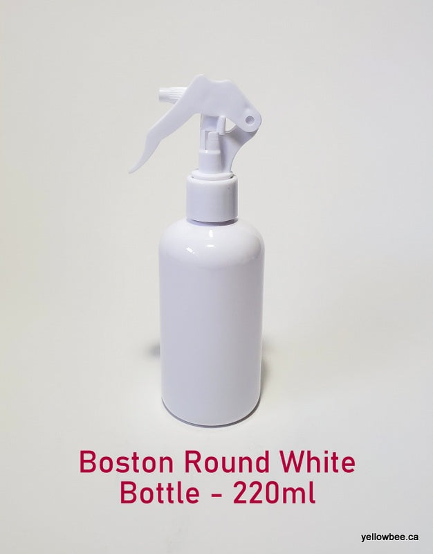 White Boston Round Plastic Bottle with Trigger Mister - 220ml