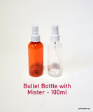Amber Plastic Bullet Bottle with White Mister - 100ml