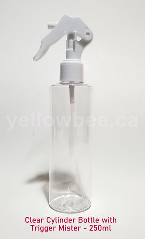 Clear Cylinder Plastic Bottle with Trigger Mister - 250ml