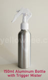 Aluminum Bottle with White Trigger Mister - 150ml