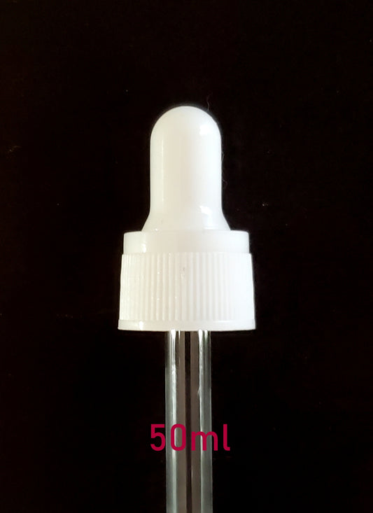 New WHITE Glass Tube Dropper for 50ml Bottle
