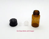 Sampler Glass Bottle - Amber - 3ml / 0.10oz (Pack of 20)
