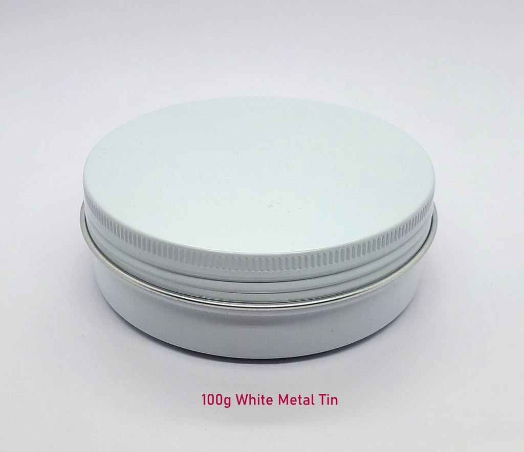 Metal Tin (White) with Screw Lid - 100g / 3.53oz