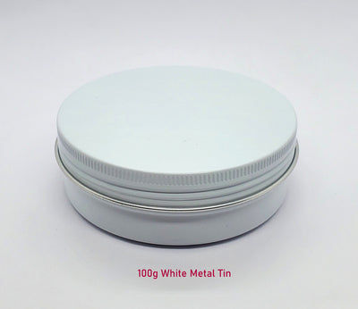 Metal Tin (White) with Screw Lid - 100g / 3.53oz