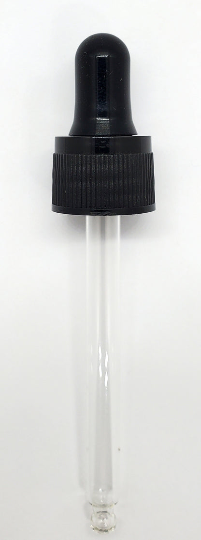 New Black Ribbed Glass Tube Dropper for 50ml Bottle