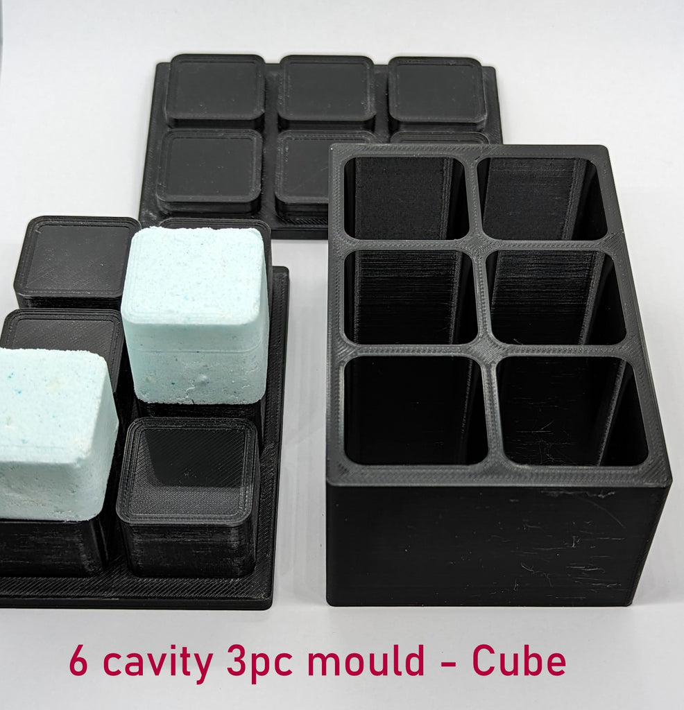3pc 3D Printed Mould - 6 cavity Cube