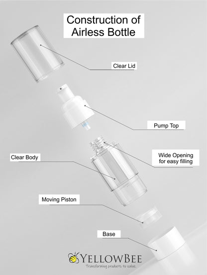 Clear Airless PUMP Bottle - 50ml / 1.67oz (Reusable)
