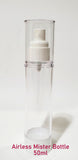 Clear Airless MISTER / SPRAYER Bottle - 50ml / 1.67oz (Reusable)