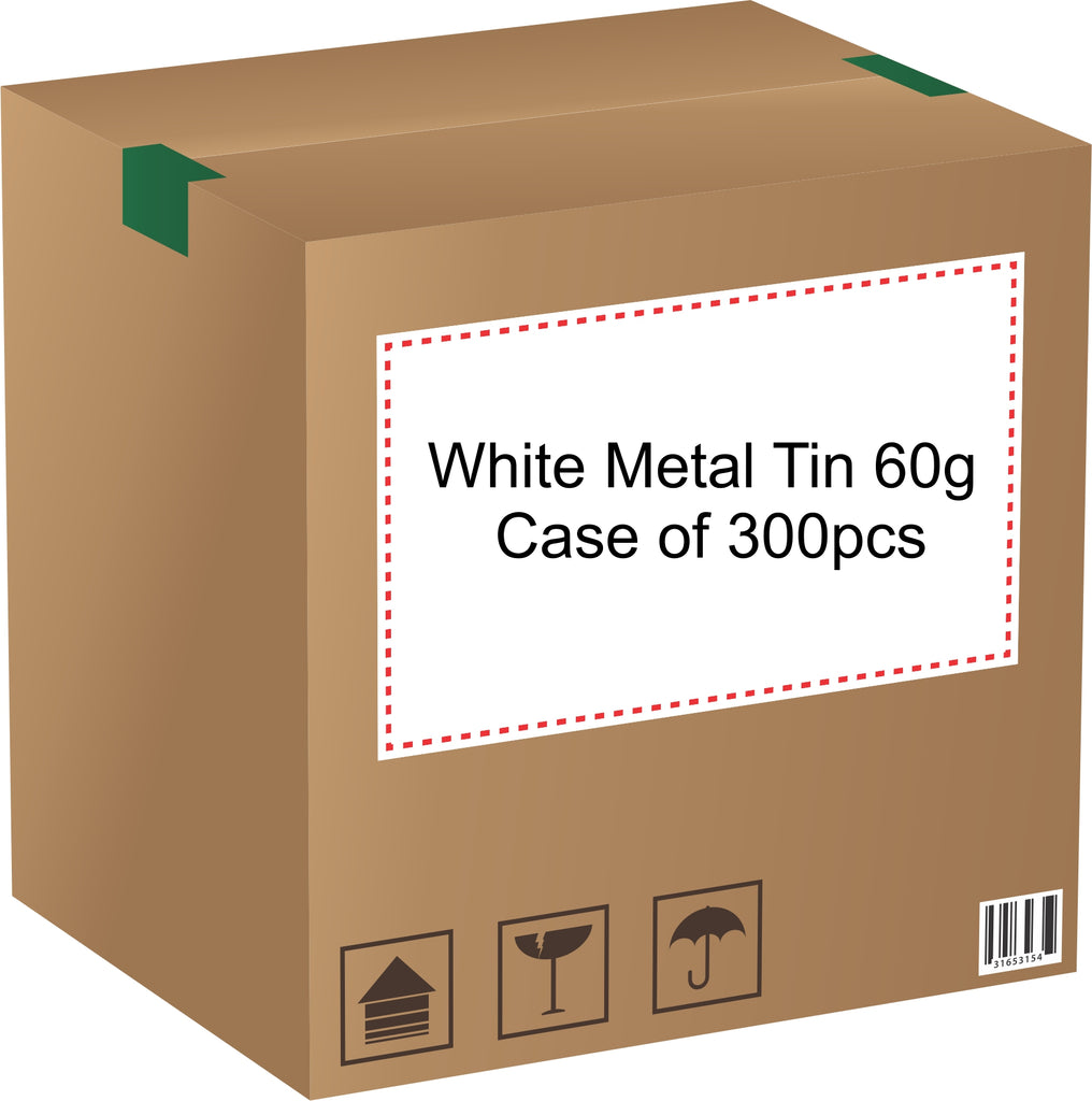 Metal Tin (White) with Screw Lid - 60g / 2.12oz (Full Case of 300pcs)