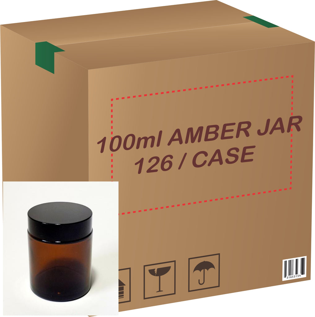 Amber Glass Jar (Black Lid) - 100g (Full Case 126pcs)