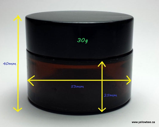 Amber Glass Jar (Black Lid) - 30g / 1oz