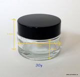 Clear Glass Jar (Black Lid) - 30g / 1oz