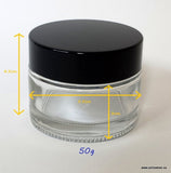 Clear Glass Jar (Black Lid) - 50g / 1.8oz