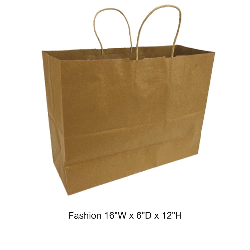 Kraft Paper Bag - Fashion 16"W x 6"D x 12"H (50pcs - Walk In Only)