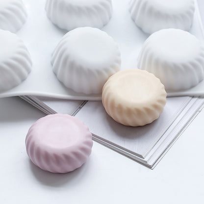 Soap Mould - 6 Cavity Rounded Cylinder with Design - SM-044