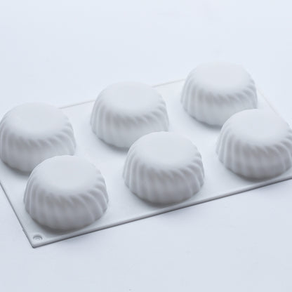 Soap Mould - 6 Cavity Rounded Cylinder with Design - SM-044