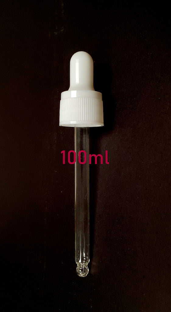 New WHITE Glass Tube Dropper for 100ml Bottle